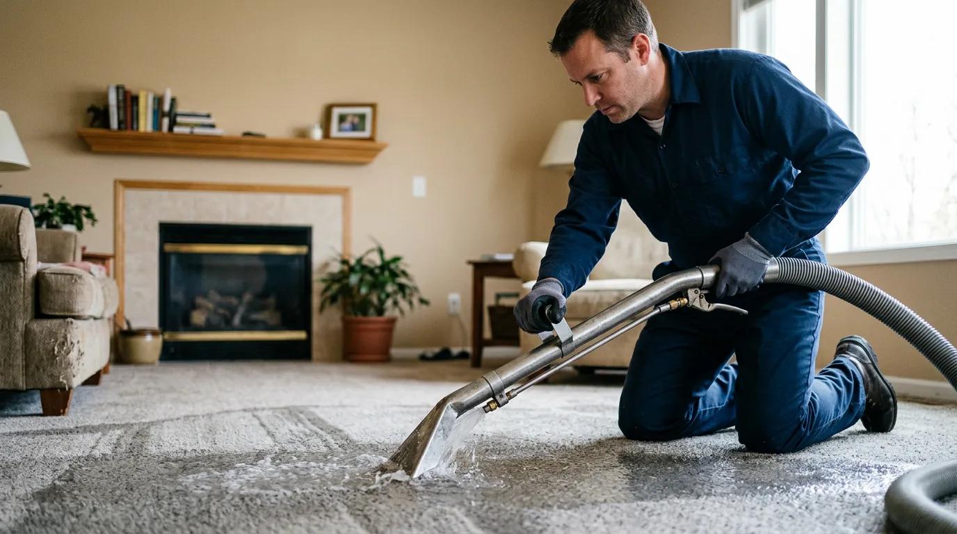 Water damage restoration technician working near Saint Albans, VT